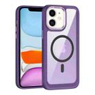 For iPhone 11 MagSafe Carbon Fiber Transparent Back Panel Phone Case(Purple) - 1