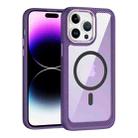 For iPhone 12 / 12 Pro MagSafe Carbon Fiber Transparent Back Panel Phone Case(Purple) - 1