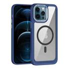 For iPhone 12 Pro Max MagSafe Carbon Fiber Transparent Back Panel Phone Case(Blue) - 1
