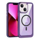 For iPhone 13 MagSafe Carbon Fiber Transparent Back Panel Phone Case(Purple) - 1