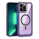 For iPhone 13 Pro Max MagSafe Carbon Fiber Transparent Back Panel Phone Case(Purple) - 1