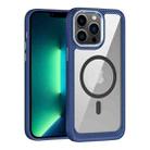 For iPhone 13 Pro Max MagSafe Carbon Fiber Transparent Back Panel Phone Case(Blue) - 1