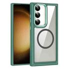 For Samsung Galaxy S23 5G MagSafe Carbon Fiber Transparent Back Panel Phone Case(Green) - 1