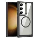 For Samsung Galaxy S23 5G MagSafe Carbon Fiber Transparent Back Panel Phone Case(Black) - 1