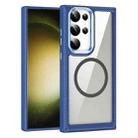 For Samsung Galaxy S23+ 5G MagSafe Carbon Fiber Transparent Back Panel Phone Case(Blue) - 1