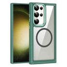 For Samsung Galaxy S23+ 5G MagSafe Carbon Fiber Transparent Back Panel Phone Case(Green) - 1
