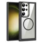 For Samsung Galaxy S23+ 5G MagSafe Carbon Fiber Transparent Back Panel Phone Case(Black) - 1