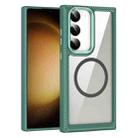 For Samsung Galaxy S23 Ultra 5G MagSafe Carbon Fiber Transparent Back Panel Phone Case(Green) - 1