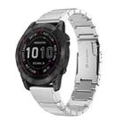 For Garmin Fenix 7 Pro 51mm Tortoise Shell Stainless Steel Watch Band(Sliver) - 1