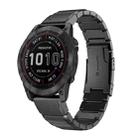 For Garmin Fenix 7 Pro 51mm Tortoise Shell Stainless Steel Watch Band(Black) - 1