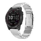 For Garmin Fenix 7 Pro 47mm Tortoise Shell Stainless Steel Watch Band(Sliver) - 1