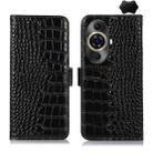 For Huawei Nova 11 Pro / 11 Ultra Crocodile Top Layer Cowhide Leather Phone Case(Black) - 1