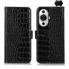 For Huawei Nova 11 Crocodile Top Layer Cowhide Leather Phone Case(Black) - 1