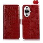 For Huawei Nova 11 Crocodile Top Layer Cowhide Leather Phone Case(Red) - 1