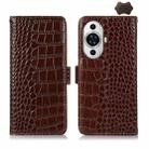 For Huawei Nova 11 Crocodile Top Layer Cowhide Leather Phone Case(Brown) - 1