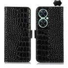 For Huawei Nova 11i / Enjoy 60 Pro /  Crocodile Top Layer Cowhide Leather Phone Case(Black) - 1