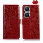 For Huawei Nova 11i / Enjoy 60 Pro /  Crocodile Top Layer Cowhide Leather Phone Case(Red) - 1