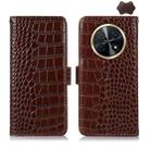 For Huawei Nova Y91 4G / Enjoy 60X Crocodile Top Layer Cowhide Leather Phone Case(Brown) - 1