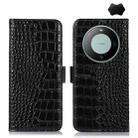 For Huawei Mate 60 Crocodile Top Layer Cowhide Leather Phone Case(Black) - 1