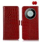 For Huawei Mate 60 Crocodile Top Layer Cowhide Leather Phone Case(Red) - 1