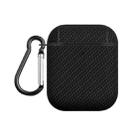 For AirPods 1 / 2 Woven Skin Texture PC TWS Earphone Protective Case(Black) - 1