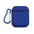 For AirPods 1 / 2 Woven Skin Texture PC TWS Earphone Protective Case(Blue) - 1