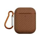 For AirPods 1 / 2 Woven Skin Texture PC TWS Earphone Protective Case(Brown) - 1