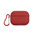 For AirPods Pro Woven Skin Texture PC TWS Earphone Protective Case(Red) - 1