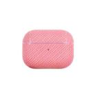 For AirPods Pro 2 Woven Skin Texture PC TWS Earphone Protective Case(Pink) - 1