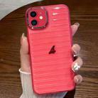 For iPhone 11 Striped Electroplating TPU Transparent Phone Case(Fluorescent Red) - 1