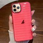 For iPhone 11 Pro Striped Electroplating TPU Transparent Phone Case(Fluorescent Red) - 1