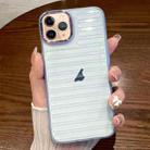 For iPhone 11 Pro Max Striped Electroplating TPU Transparent Phone Case(Sierra Blue) - 1