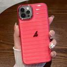 For iPhone 12 Pro Striped Electroplating TPU Transparent Phone Case(Fluorescent Red) - 1