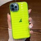 For iPhone 12 Pro Max Striped Electroplating TPU Transparent Phone Case(Fluorescent Green) - 1