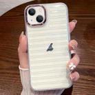 For iPhone 13 Striped Electroplating TPU Transparent Phone Case(Transparent White) - 1