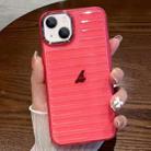 For iPhone 13 Striped Electroplating TPU Transparent Phone Case(Fluorescent Red) - 1