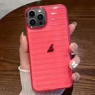 For iPhone 13 Pro Max Striped Electroplating TPU Transparent Phone Case(Fluorescent Red) - 1