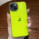 For iPhone 14 Striped Electroplating TPU Transparent Phone Case(Fluorescent Green) - 1