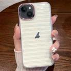 For iPhone 14 Plus Striped Electroplating TPU Transparent Phone Case(Transparent White) - 1