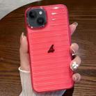 For iPhone 14 Plus Striped Electroplating TPU Transparent Phone Case(Fluorescent Red) - 1