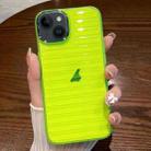 For iPhone 14 Plus Striped Electroplating TPU Transparent Phone Case(Fluorescent Green) - 1