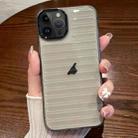 For iPhone 14 Pro Striped Electroplating TPU Transparent Phone Case(Transparent Grey) - 1