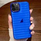 For iPhone 14 Pro Striped Electroplating TPU Transparent Phone Case(Dark Blue) - 1