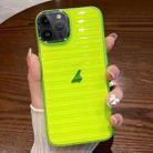 For iPhone 14 Pro Striped Electroplating TPU Transparent Phone Case(Fluorescent Green) - 1