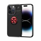 For iPhone 15 Pro Metal Ring Holder TPU Phone Case(Black+Red) - 1