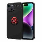 For iPhone 15 Plus Metal Ring Holder TPU Phone Case(Black+Red) - 1