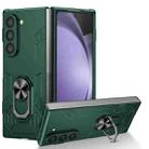 For Samsung Galaxy Z Fold6 5G Matte UV Armor Ring Shockproof Phone Case(Dark Green) - 1