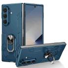 For Samsung Galaxy Z Fold7 5G Matte UV Armor Ring Shockproof Phone Case(Dark Blue) - 1