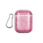 For AirPods 1 / 2 Glitter Powder Skin Texture PC TWS Earphone Case(Rose Red) - 1