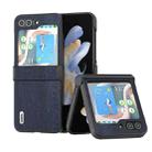 For Samsung Galaxy Z Flip5 ABEEL Wood Texture PU Phone Case(Blue) - 1